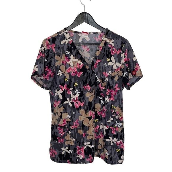 Dickies‎ Scrub Tops Gray and Floral Size Medium - Picture 4 of 7